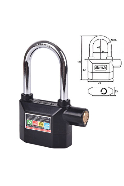 Choice1 8323 black-1 Universal Anti-Theft Padlock 120db Siren Alarm Full Copp...