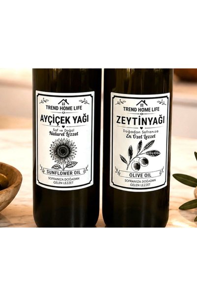 Trend Home Life Suya Dayanıklı Ayçiçekyağı, Zeytin Yağı Etiketi Etiket 7x10cm