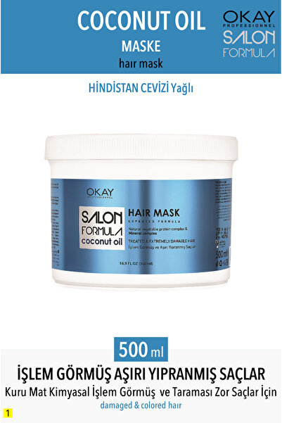 Okay Salon Formula Coconut Hair Care Mask for Treated and Overused Hair 500ml