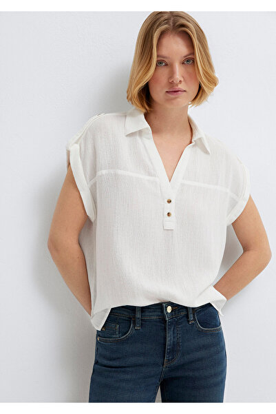 Mavi Strukturierte Ecru-Bluse 1211443-70057