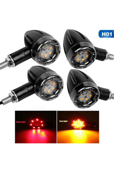 Choice 4PCS 4Pcs/set Motorcycle LED Brake Light Amber and Red Turn Signal Tai...