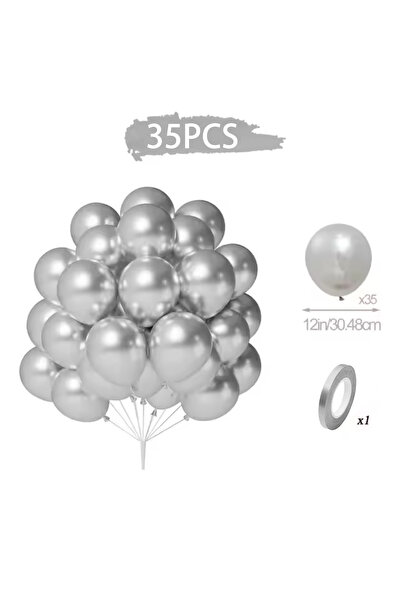 choice2 12INCH Silver 35pcs 12inch Balloon Bundle Set Gold Silver Metal Baloo...