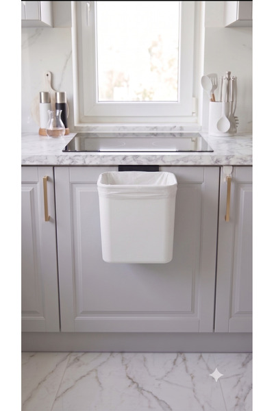 İndecor Houseware 15 Litre Kapaksız Banyo , Mutfak ve Ofis Çöp Kovası Dolap Kapağı Asma Aparatlı Çöp Kutusu Tezgahüstü Çöp Kovası