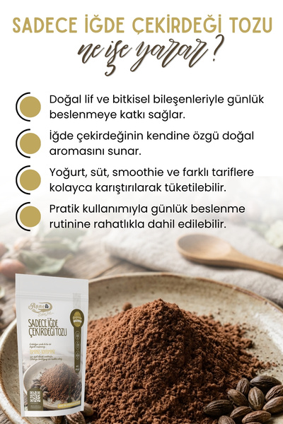 Emine türk anneli 250 Gr. Sadece Iğde Çekirdeği Tozu Unu (İĞDE ÇEKİRDEĞİNDEN ÖĞÜTÜLMÜŞTÜR) % 100 Doğal Annemeli