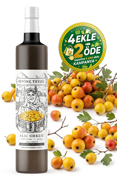 Organik Teyze Sevinç Teyze Alıç Sirkesi 500ml - Doğal Fermantasyon, Katkısız,...