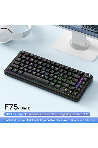 Choice Black 75% Hot Swap Gaming Keyboard Wireless FREEWOL F75 RGB Mechanical...