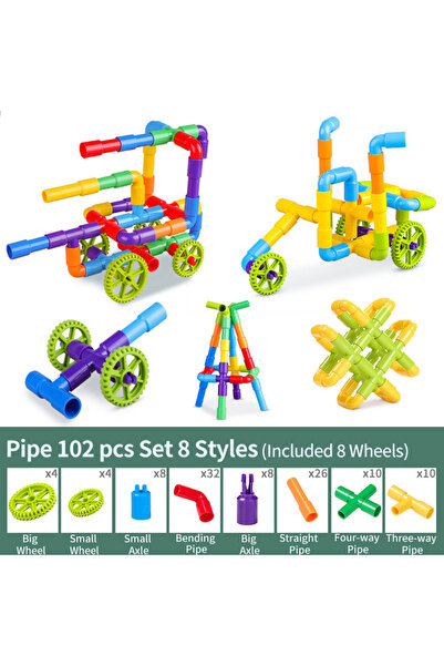Choice3 102 Pieces DIY Water Building Blocks Toys Montessori Water Pipe Build...