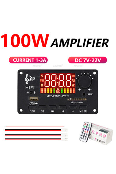 Choice1 1PCS 2x50W Bluetooth 5.0 Amplifier Kit with Black Case & Remote, DC 7...