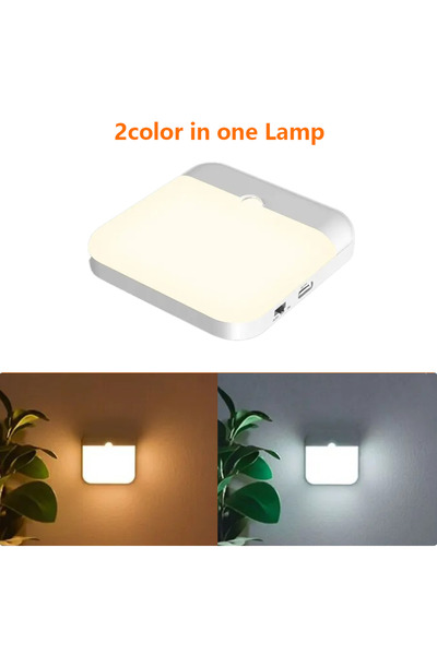 Choice 2color in one Lamp 1Pcs Motion Sensor Led Light Usb TYPE-C Charging Sq...