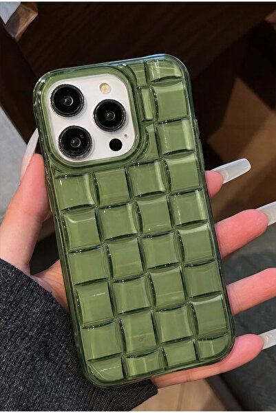 EDELFU iPhone 15 PRO MAX uyumlu - Matcha, Zümrüt Renk Örgülü Şeffaf Sararmaz,...