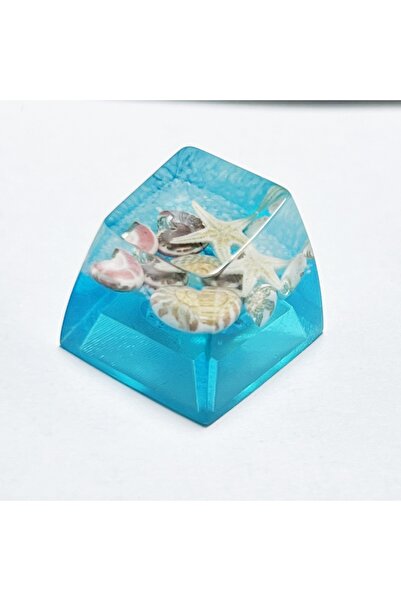 Choice Cyan Mechanical Keyboard DIY Starfish and Conch Keycaps Resin Artisan ...