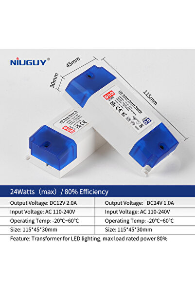 Choice DC 12V 24W LED Lighting Transformer 100W 80W 60W 36W 24W 12W Drive Pow...