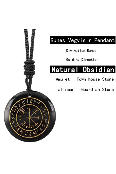Choice Obsidian Natural Crystal Mysterious Viking Compass Symbol Energy Penda...