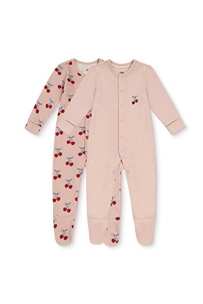MOTHERCARE Kız Bebek Tulum Kiraz Baskılı Çıtçıtlı Bisiklet Yaka Long Sleeve P...