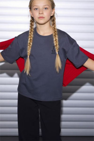 DeFacto 100% Cotton I Love Ny Oversized T-Shirt for Girls G9588A826Sm