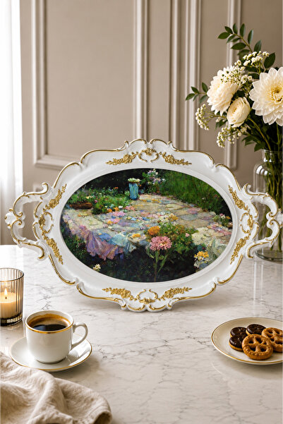 Zucci Home Hürrem Lüx White Iml Tray - Garden