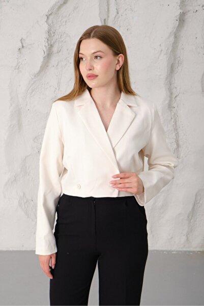 Lavix Women's Regular Fit Double Button Detailed Crop Blazer Jacket – Modern ...