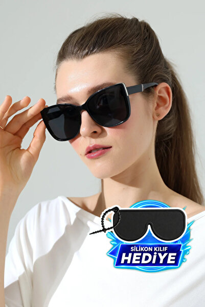 MİLANO KORS Women's Oversized Black Frame Black Glass and Metal Handle Detail...