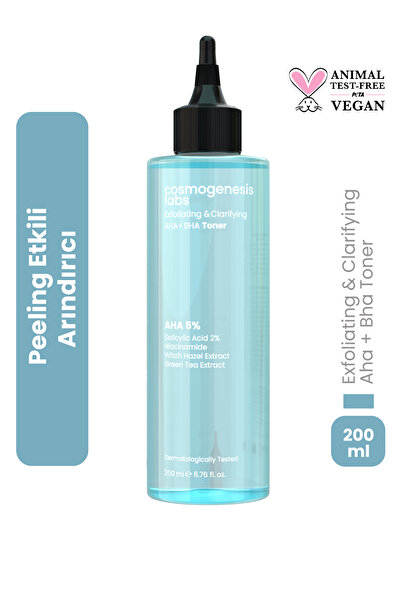 Cosmogenesis Labs Peeling Etkili Tonik 200ml – %5 AHA %2 BHA Arındırıcı Gözen...