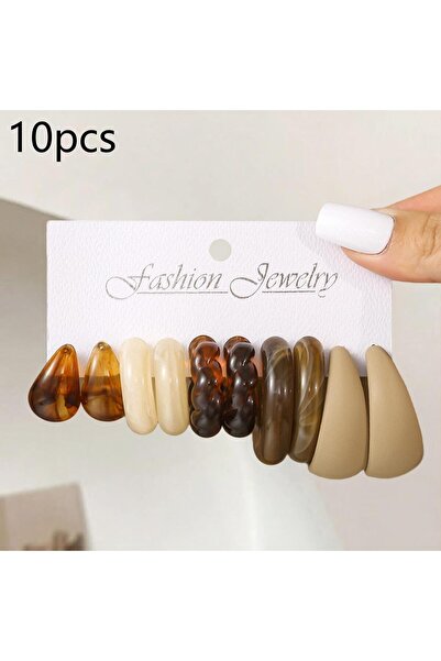 Choice StyleB-10pcs Elegant Heart-shaped Studing Earrings Retro Warm Toned Re...