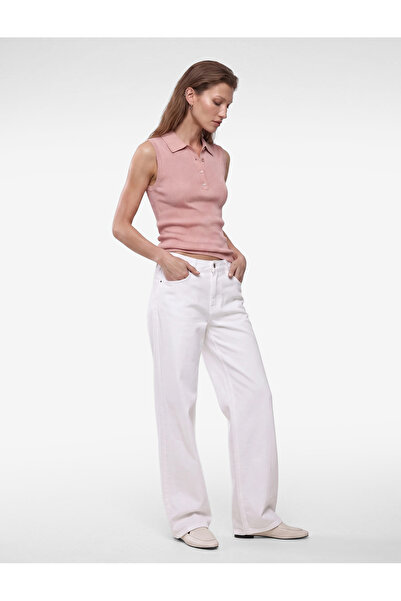 Koton Half Buttoned Knitwear Polo Neck Sleeveless Blouse
