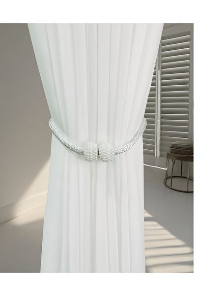 choice2 2 PCS White Concise Style Magnetic Curtain Tiebacks Pearl Ball Home C...