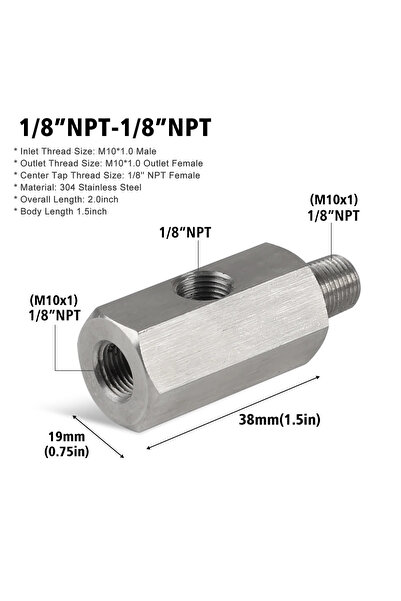 Choice5 1-8NPT 1-8NPT 1/8 NPT Female To M12 M10 M14 Feed Line Gauge Tee Adapt...