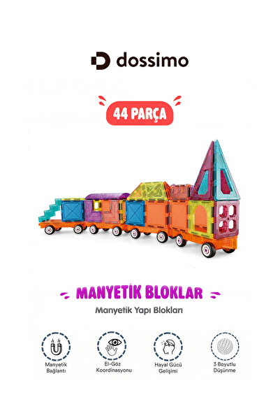 Dossimo Tren Vagonu Figürlü - Çocuklar İçin Renkli 3 Boyutlu Mıknatıslı 44 Pa...