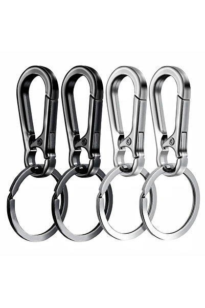 choice2 black 2 silvery 2 Key Holder Metal Carabiner Clip 4Pcs Keychain Key R...
