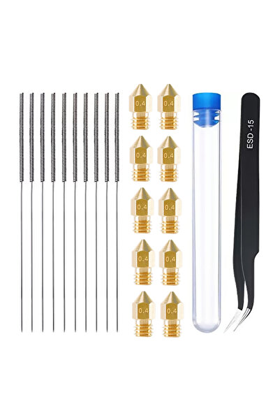 Choice 10PCS 0.4mm Brass Nozzle Extruder With 10pcs Cleaning Needles For Ende...