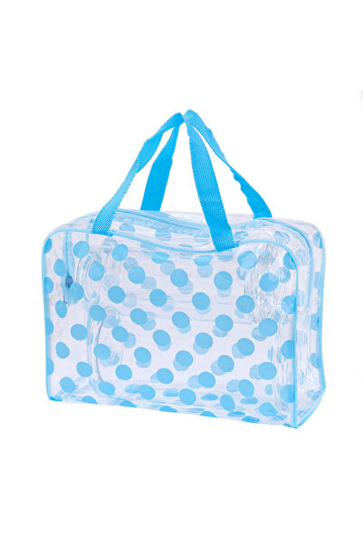 Choice BLUE Transparent Polka Dot Women's Makeup Bag Waterproof PVC Cosmetic ...