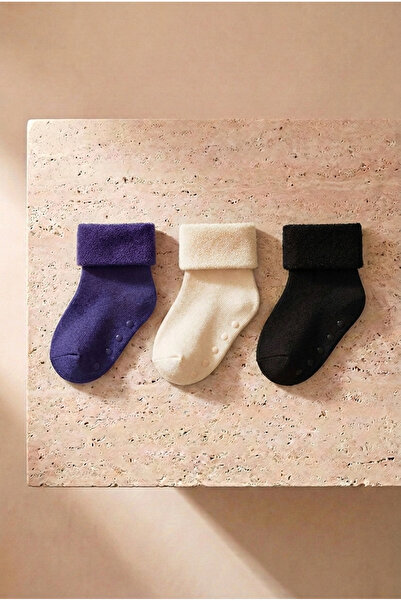 Katia&Bony Baby 3-piece towel socket socks anthracite-purple-white