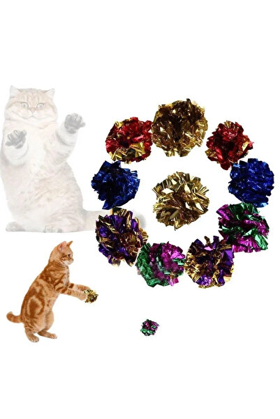 Choice 6Pcs Random Color Mylar Crinkle Foil Balls Cat Kitten Sound Play Toy C...