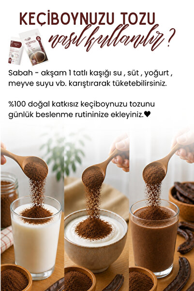 Emine türk anneli 250 gr Keçiboynuzu Tozu ( Unu ) Harnup Unu Bebek Ek Gıda Çekirdeği Ile Öğütülmüştür.annemeli