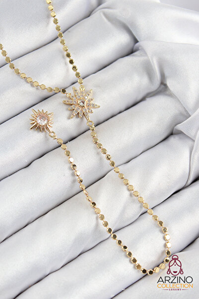 Generic Brand Brass Zircon Stone Crushed Chain Pole Star Model Gold Color Y N...