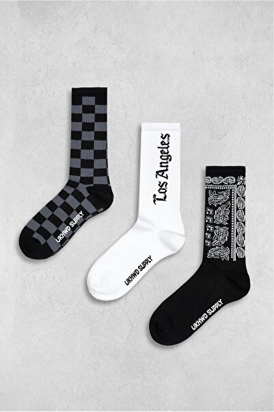 UKHWD SUPPLY 3 Pairs Patterned Ukhwd Cotton Sole Written Skate Tennis Men's S...