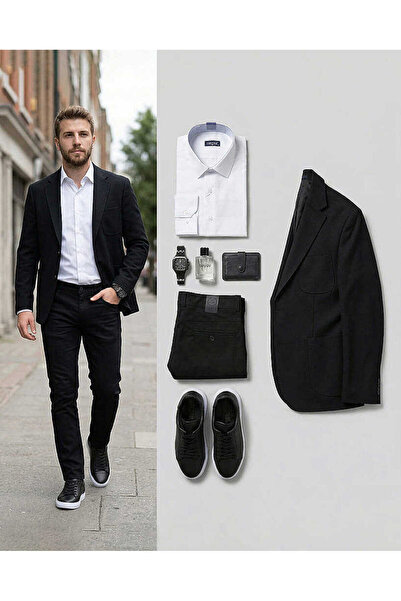 Beystil Erkek Mono Yaka Siyah Blazer Ceket 310 - Slim Fit