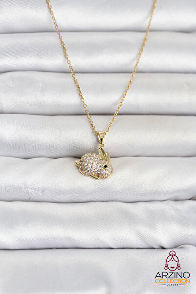 Generic Brand 316L Steel Chain Gold Color Zircon Stone Rabbit Model Women's N...