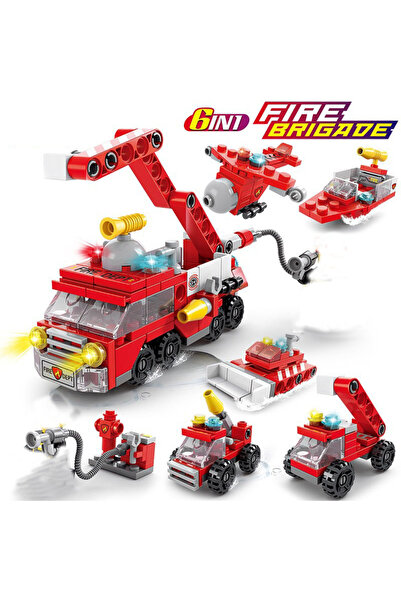 choice2 8612-7 Mini size 6 In 1 Building Blocks DIY Police Car Fire Truck Cas...