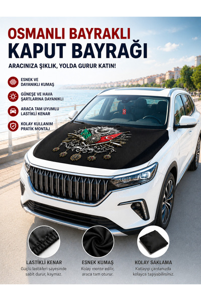 Togg T10X ile Uyumlu Osmanlı Bayraklı Kaput Bayrağı