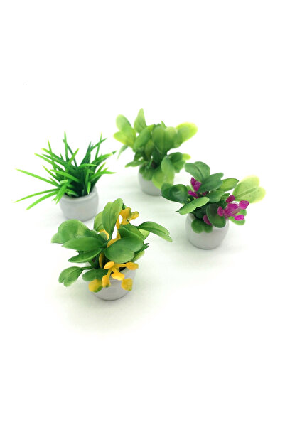 Choice 4pcs Dollhouse Plant, Miniature Bonsai Plant, Mini Potted Plant, Flowe...