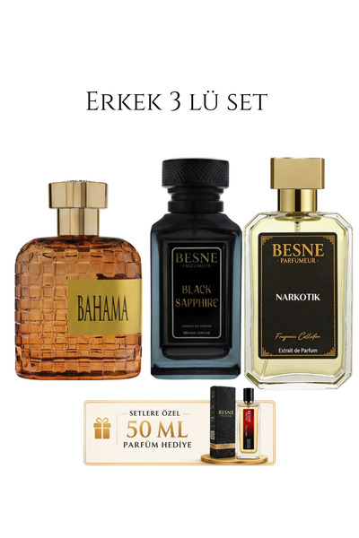 besneparfum Besne Parfüm Bahama &Black Sapphire & Narkotik 3’lü Premium Set (...