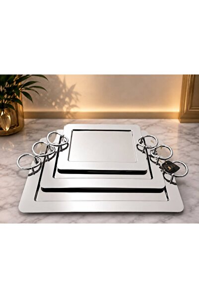 aljahwari 3-Piece Serving Trays, Small Size 32X22, Medium Size 39X27, Large S...