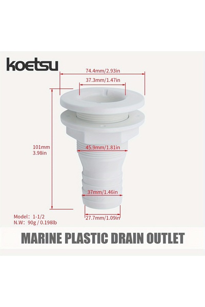 Choice SKY BLUE KOETSU Marine Plastic Drain White Boat Drainage Pipe for Bath...