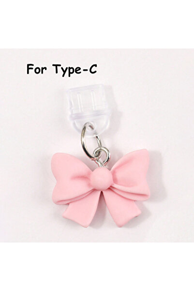 choice2 pink For Type-C 1 Piece Colorful Bow Tie Phone Dust Plug, Securely Pr...