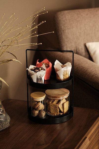 Rarart Concept Black 2-Tier Metal Organizer - Multi-Purpose Kitchen and Bathroom Organizer