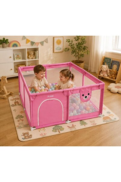 N.zone Playpen and Safety Barrier for Children with 50 Colorful Balls, Xep Ma...
