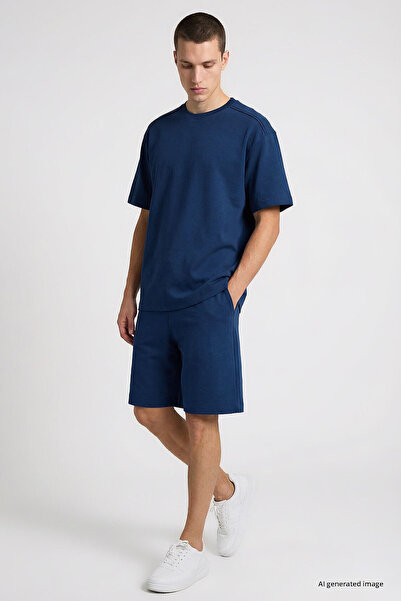 TOMMY LIFE طقم شورت رجالي بتصميم بارليمنت أوفر سايز فيت - 85292