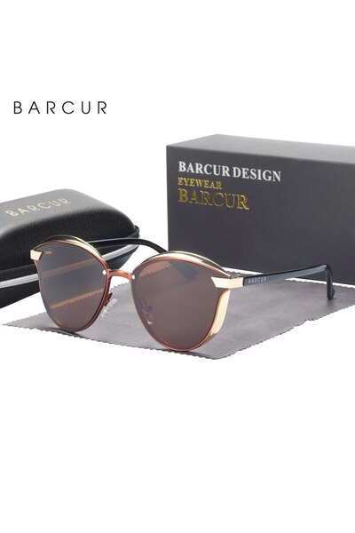 Choice نظارات شمسية مستقطبة على طراز BARCUR باللون البني للنساء من Catmore، ن...