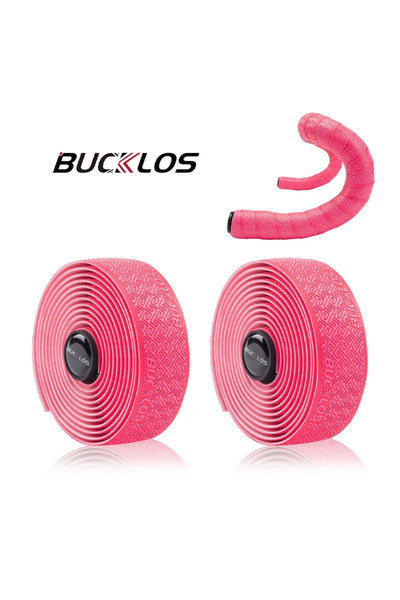 BUCKLOS أشرطة مقود دراجة هوائية وردية من البولي يوريثان (PU) مضادة للصدمات مع...